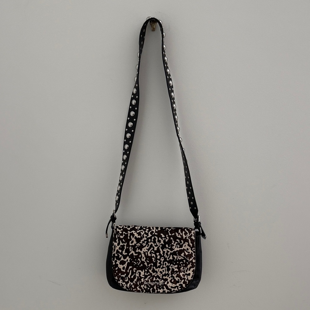 Michael Kors Black and Cream Cowhide Crossbody Bag -